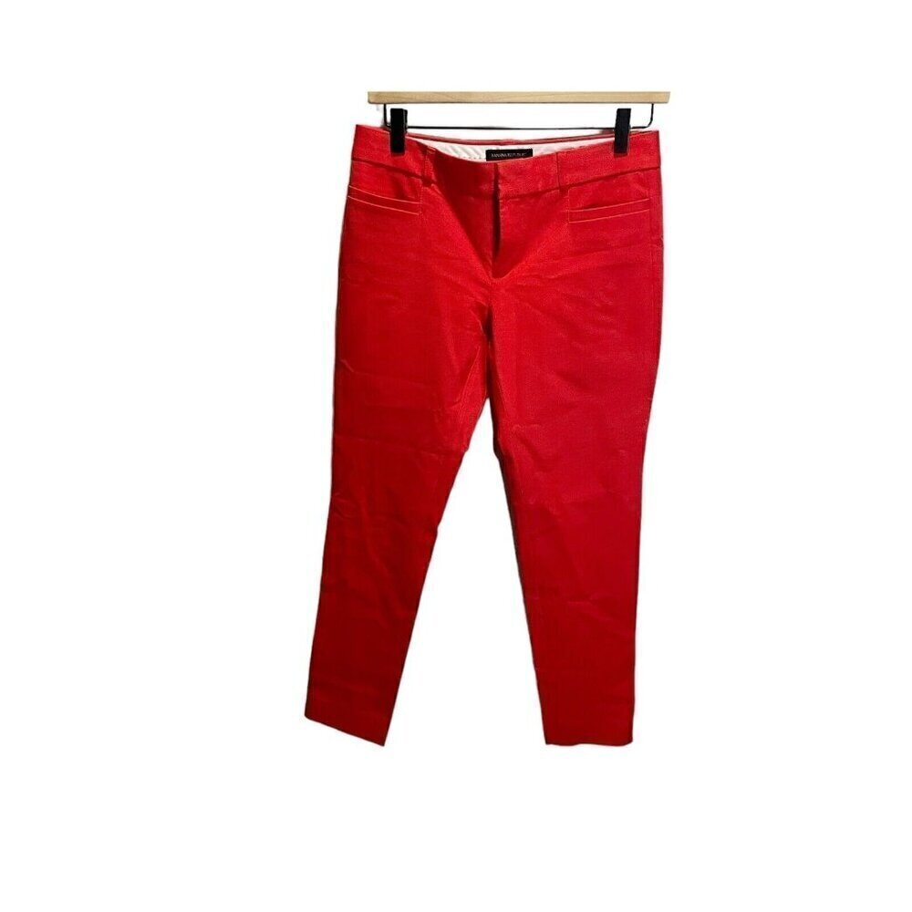 Banana Republic Red Sloan Stretch Ankle Pants Women's Size 0‎ Career Colorful